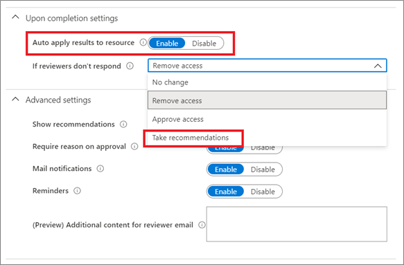 Screenshot that shows planning access reviews.