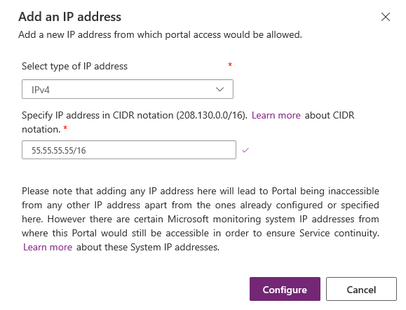 Tilføj en IP-adresse.