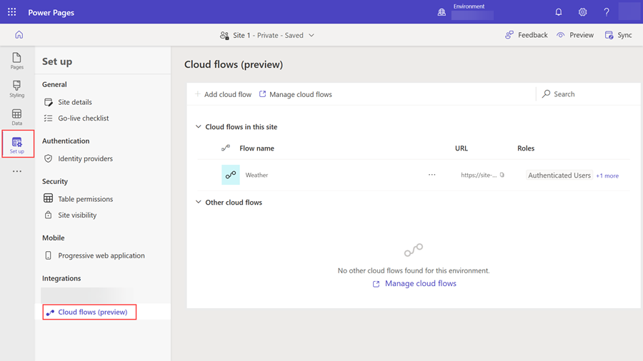 Føj cloudflow til webstedet.