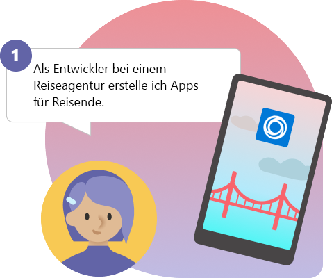 Screenshot: User Story als Entwickler in einem Reisebüro, Erstellen von Apps für Reisende