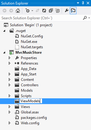 ViewModels-Ordner in Projektmappen-Explorer