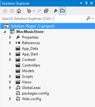 ASP.NET MVC-Ordnerstruktur in Projektmappen-Explorer