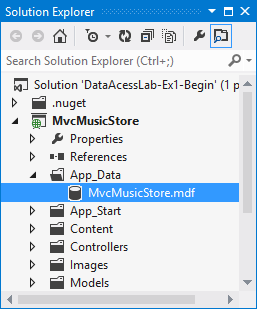 MvcMusicStore-Datenbank in Projektmappen-Explorer