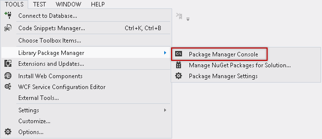 Öffnen der NuGet-Paket-Manager-Konsole