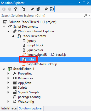 Von JavaScript generierte Proxydatei in Projektmappen-Explorer