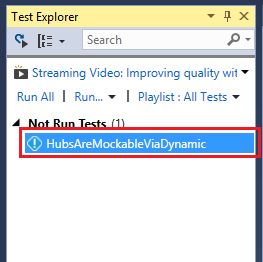 Screenshot: Ausgewählte HubsAreMockableViaDynamic im Fenster Explorer testen
