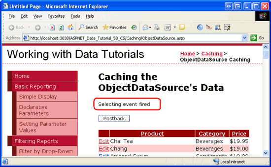 Wenn das GridView-Objekt an seine Datenquelle reboundiert wird, wird das Ereignis 