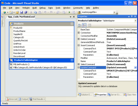 TableAdapter verfügt über insertCommand-, UpdateCommand- und DeleteCommand-Eigenschaften