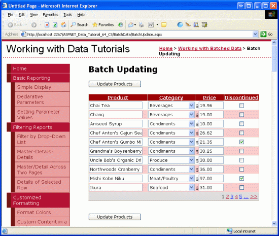 Jede Zeile in GridView kann bearbeitet werden.