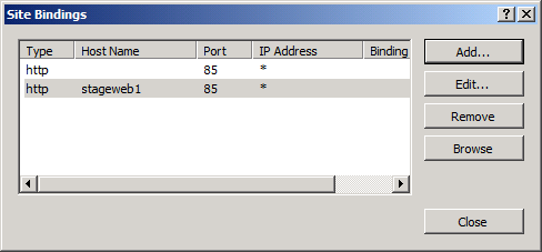 Geben Sie im Feld Hostname den Namen Ihres Webservers ein (z. B. STAGEWEB1), und klicken Sie dann auf OK.