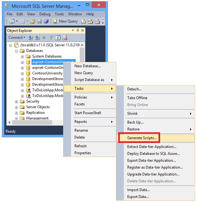 SSMS– Generieren von Skripts