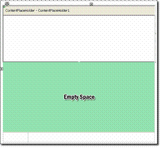 Der leere Leerraum befindet sich in derselben Zelle wie der ContentPlaceHolder.