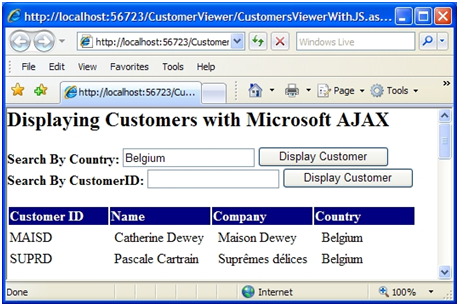 Binden von Daten, die durch einen asynchronen AJAX-Aufruf an einen Webdienst abgerufen werden.