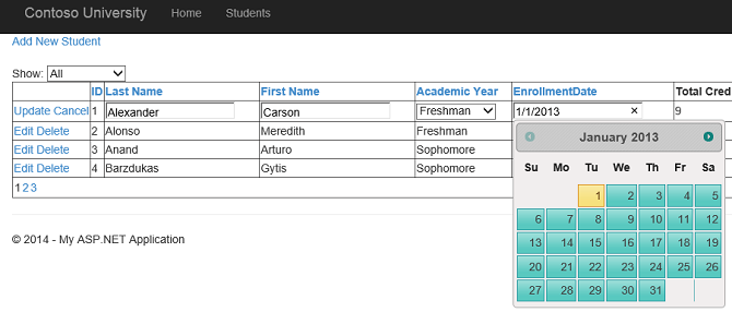 Datepicker in GridView