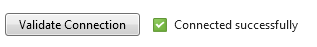 Screenshot der Schaltfläche Verbindung überprüfen mit einem grünen Häkchensymbol, das angibt, dass die Verbindung erfolgreich war.