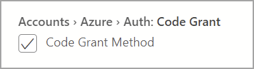 Screenshot: Option „Codegenehmigung“ der Azure-Authentifizierung.