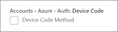 Screenshot: Option „Gerätecode“ der Azure-Authentifizierung.