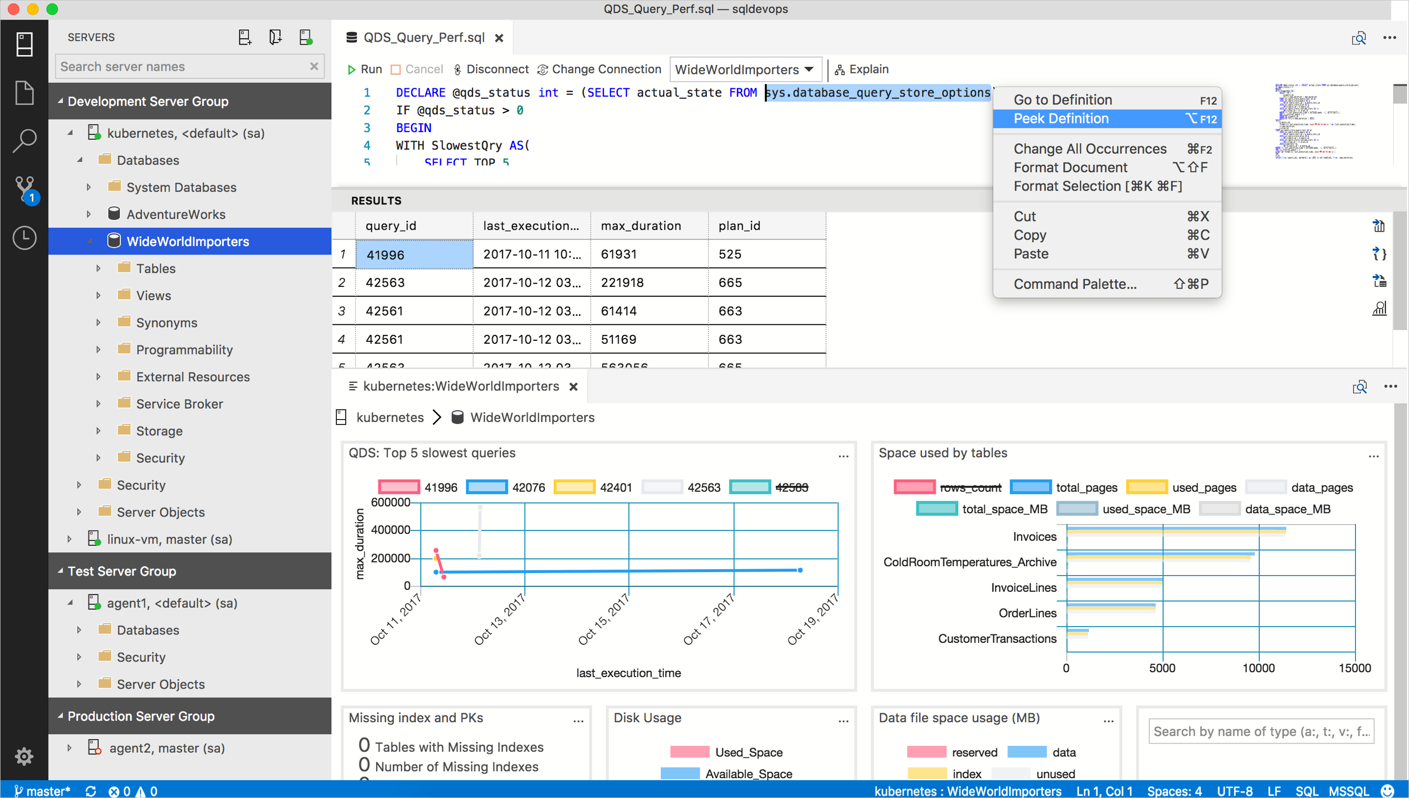 Datenbankdashboard