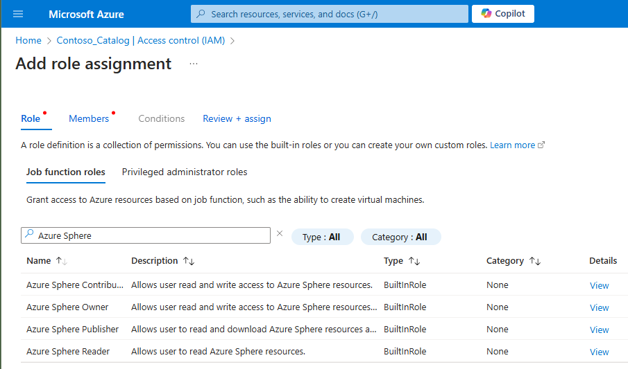 Diagramm mit dem Azure RBAC-Konfigurationsbildschirm