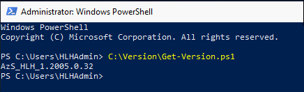 Screenshot des PowerShell-Cmdlets zum Überprüfen der Version der OAW-VM