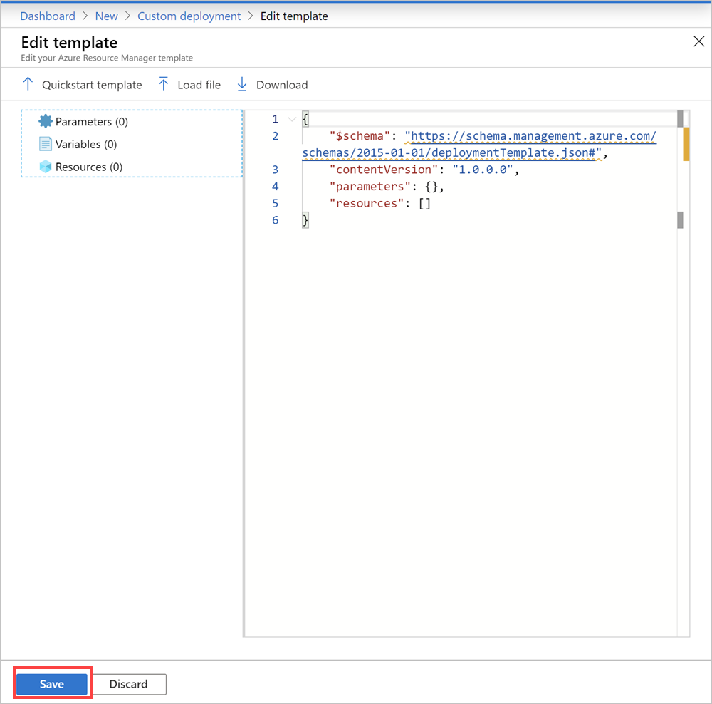 Bearbeiten der Vorlage im Azure Stack Hub-Portal