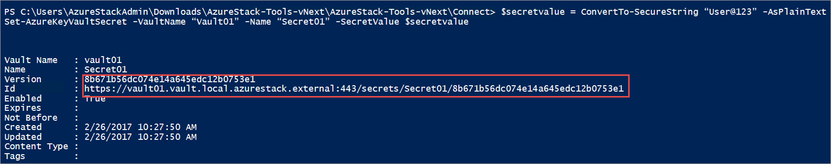 Erstellen eines geheimen Schlüssels in PowerShell