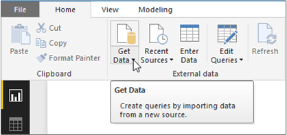 Abbildung der Schaltfläche „Daten abrufen“ in Power BI