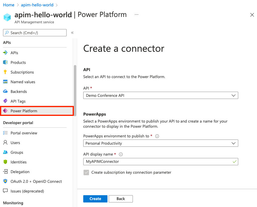 Erstellen eines benutzerdefinierten Connectors für die API in API Management