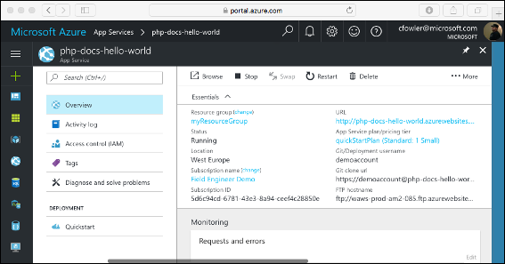 App Service-Seite im Azure-Portal