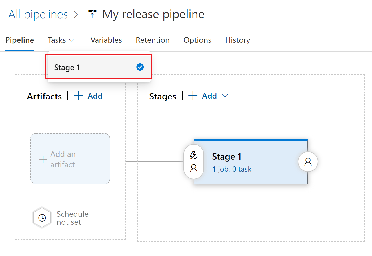 Screenshot: Ausgewählte Phase im Dropdown „Aufgaben“