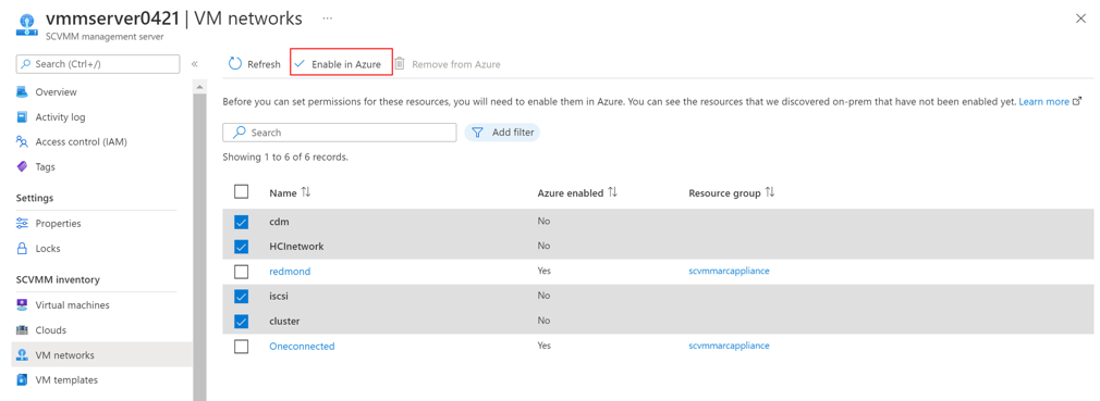 Screenshot: Option zum Aktivieren in Azure