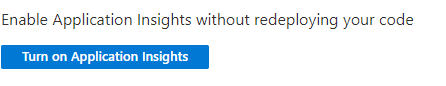 Screenshot, der das Einschalten von Application Insights anzeigt.
