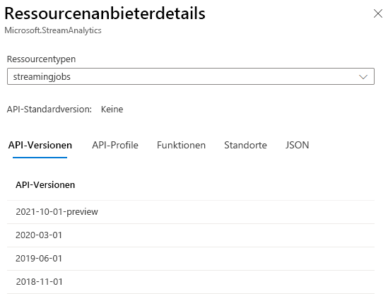 Screenshot: Details zum Ressourcenanbieter im Azure-Portal.