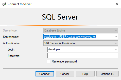 SSMS-Verbindungsdialogfeld