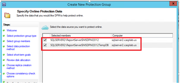 Screenshot shows how to select data sources.