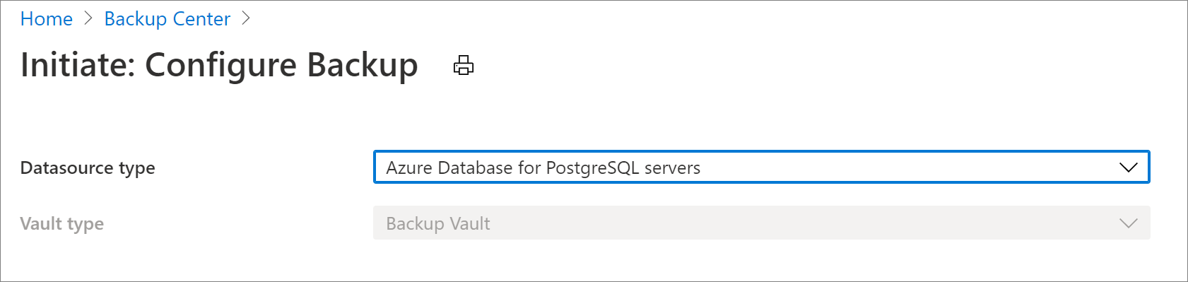 Auswählen der Datenquelle zum Konfigurieren einer Sicherung für Azure Database for PostgreSQL-Server