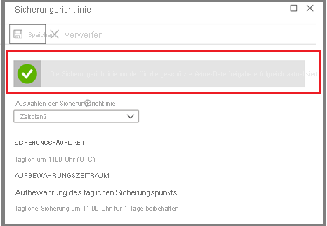 Die Sicherungsrichtlinie wurde erfolgreich aktualisiert