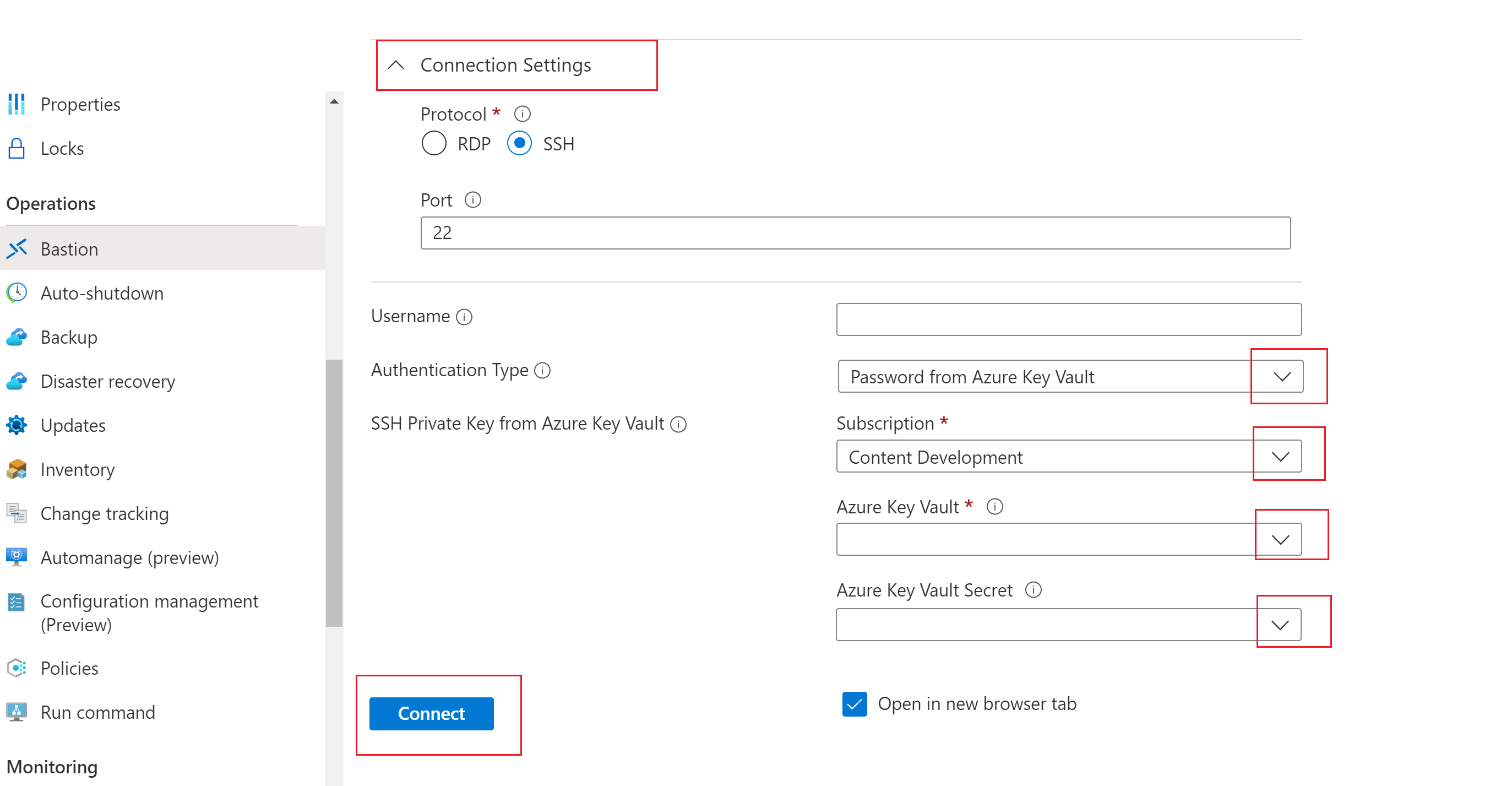 Der Screenshot zeigt das Kennwort von der Azure Key Vault-Authentifizierung.