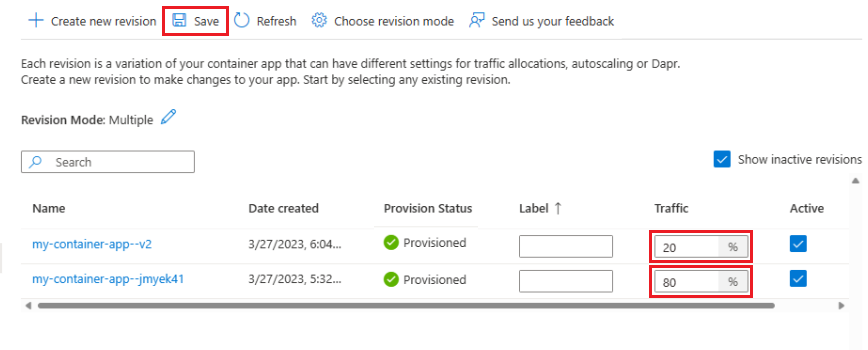 Screenshot der Aufteilung des Datenverkehrs in der Überarbeitungsverwaltung.