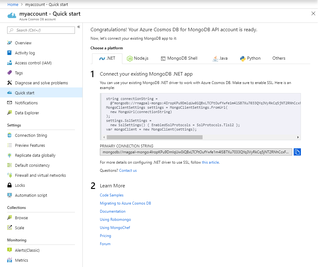 Screenshot: Bereich „Benachrichtigungen“ im Azure-Portal