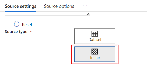 Screenshot: Auswählen des Inline-Quelltyps