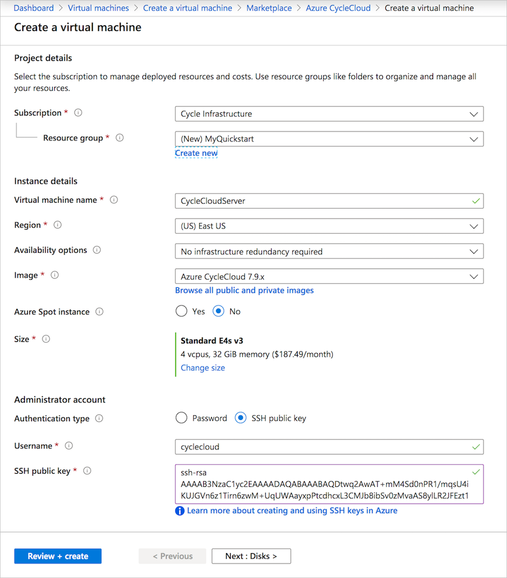 Anpassen von CycleCloud-instance