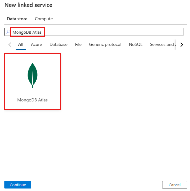 Wählen Sie den Connector MongoDB Atlas aus.