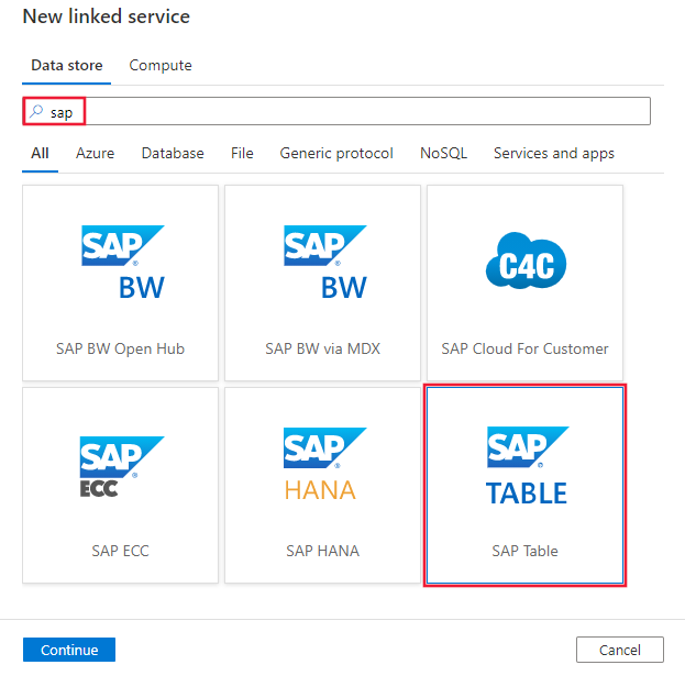 Screenshot des SAP-Tabellenconnectors