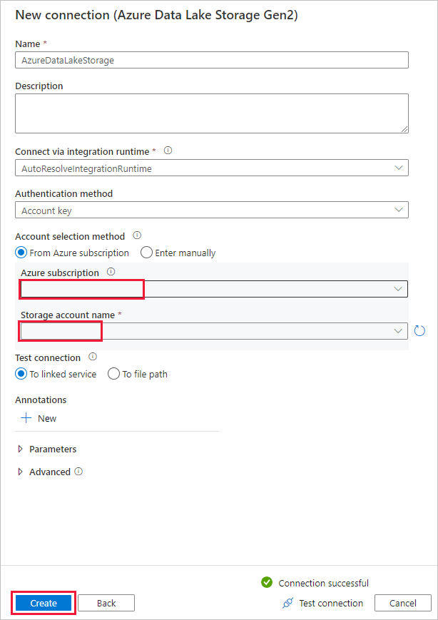 Angeben eines Azure Data Lake Storage Gen2-Kontos