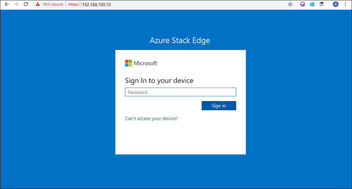 Anmeldeseite für lokale Webbenutzeroberfläche für Azure Stack Edge-Geräte