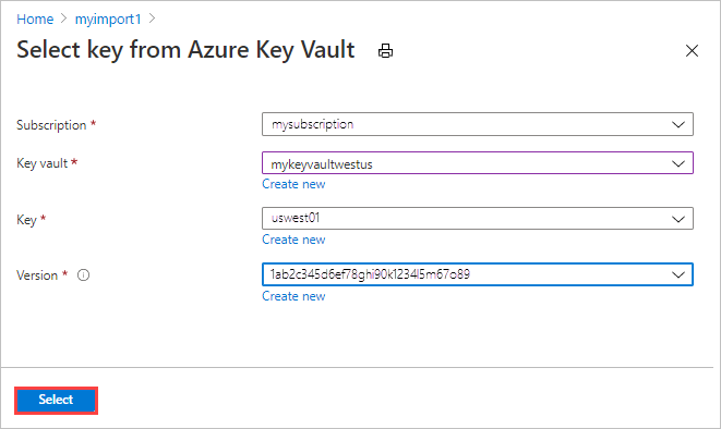 Ein Schlüssel in einer Azure Key Vault-Instanz