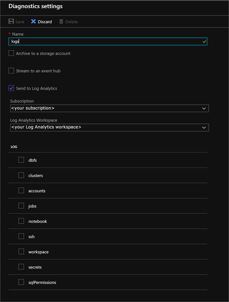 Azure Databricks – Diagnoseeinstellungen