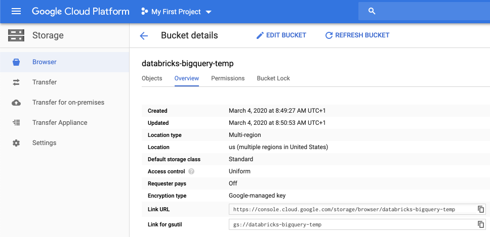 Google Bucketdetails