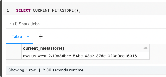 Beispiel für CURRENT_METASTORE